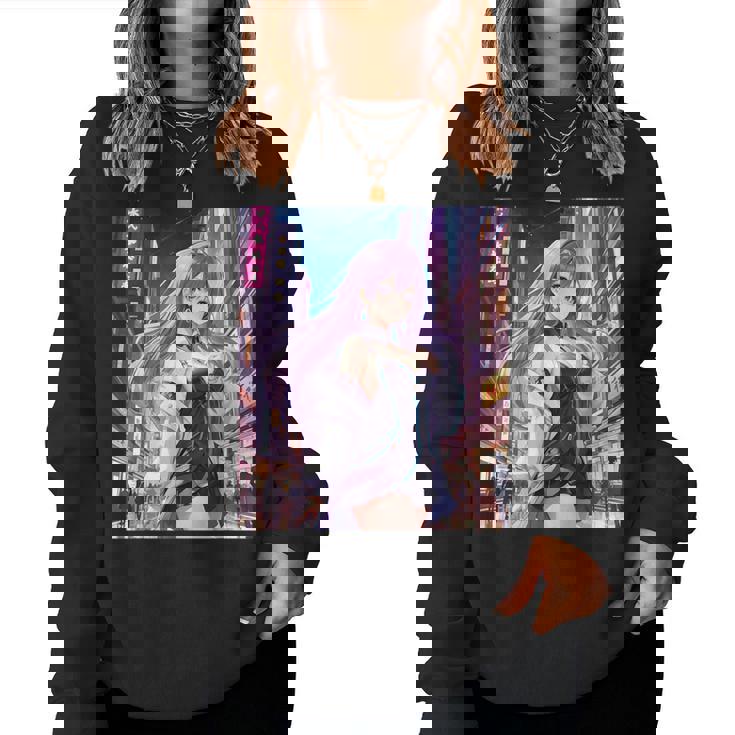 アニメの女の子、漫画、美学、かわいい、日本語、Waifu プリント レディーススウェットシャツ