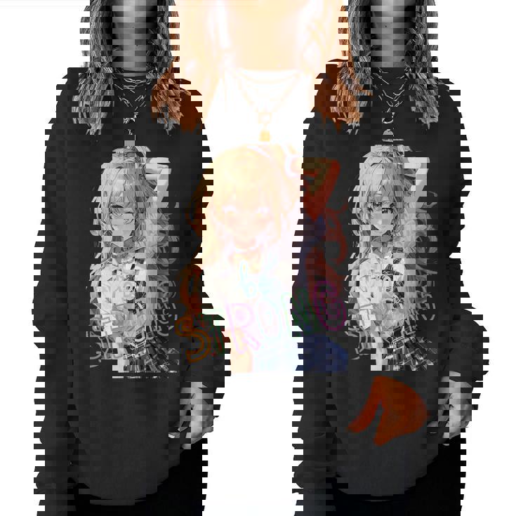 アニメ風イラスト ギャル 最強 可愛い女の子 レディーススウェットシャツ