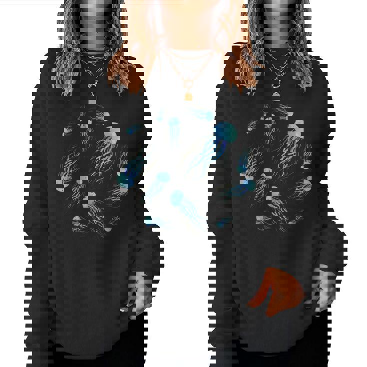 クラゲ柄 海洋生物 海洋生物 海洋生物 女の子 レディーススウェットシャツ