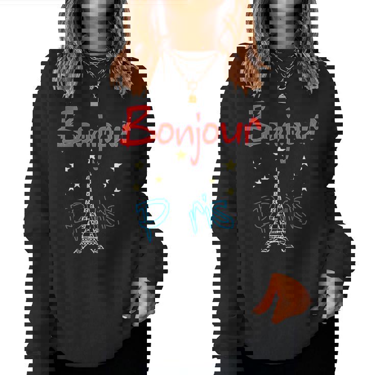 グラフィックデザイン ギフト エッフェル塔 パリ フランス 男性 女性 長袖tシャツ レディーススウェットシャツ