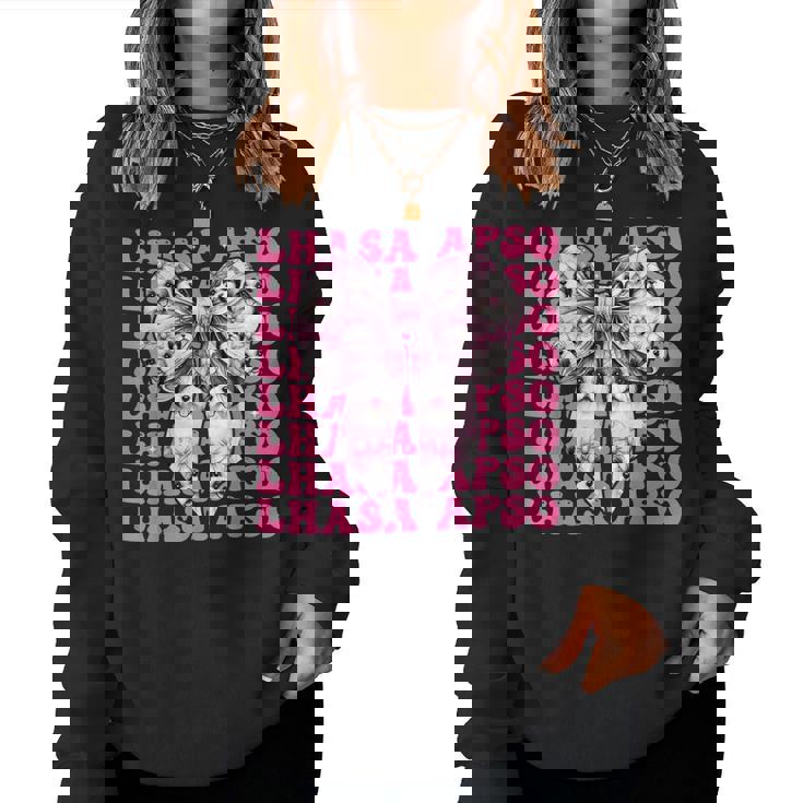 コケットボウ ラサ・アプソ 犬 女の子 ママ 母の日 ピンク レディーススウェットシャツ