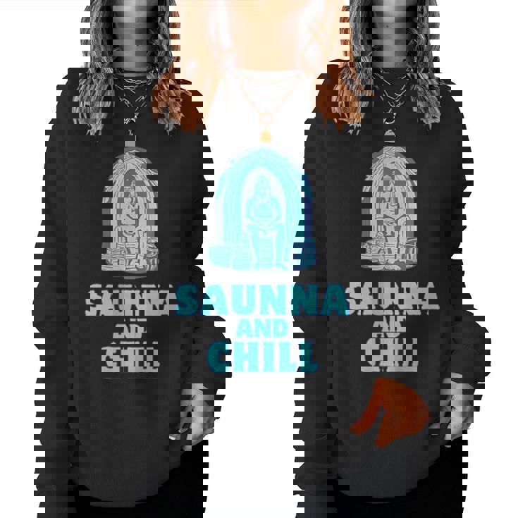 サウナ好き サウナアンドチル おもしろ 男性 女性 ユニセックス シンプル おしゃれ レディーススウェットシャツ