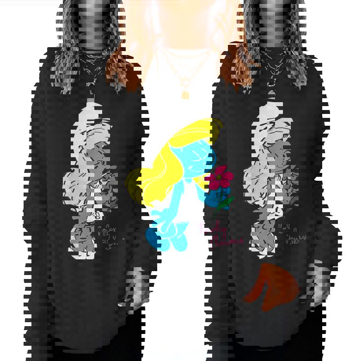 スマーフ スマーフェット キャラクター 花 咲く スマーフィー ファン レディーススウェットシャツ