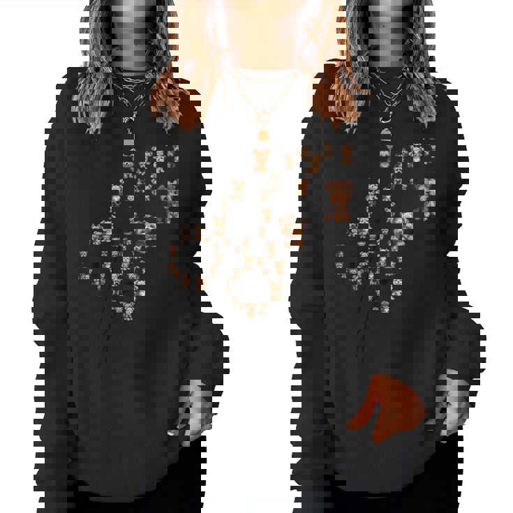 タンポポ ヨークシャー テリアの花、花のヨーキー ツリー レディーススウェットシャツ