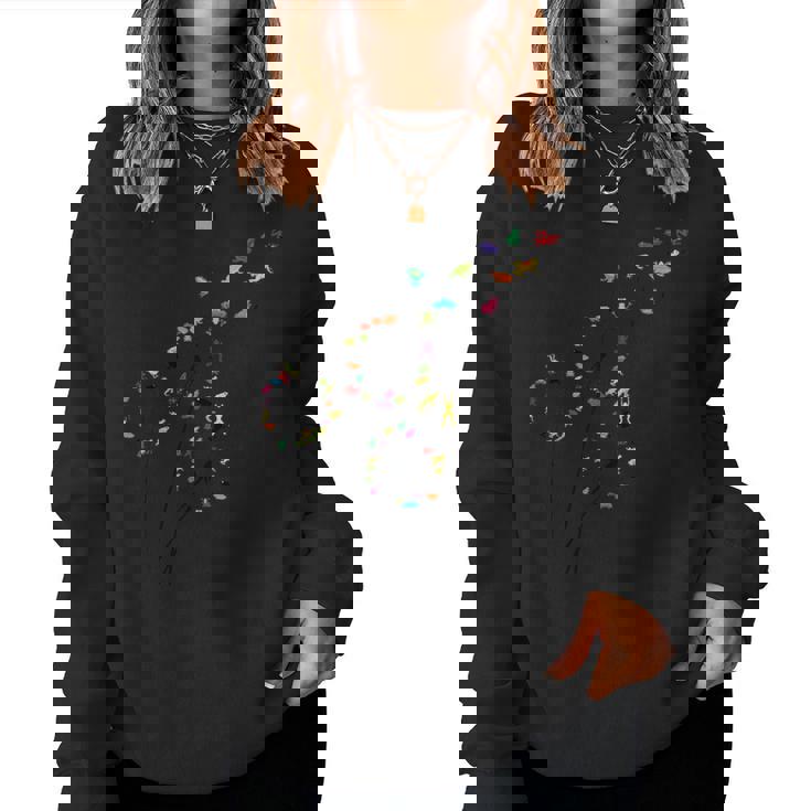 タンポポのカエルの花、花のカエルの木 レディーススウェットシャツ