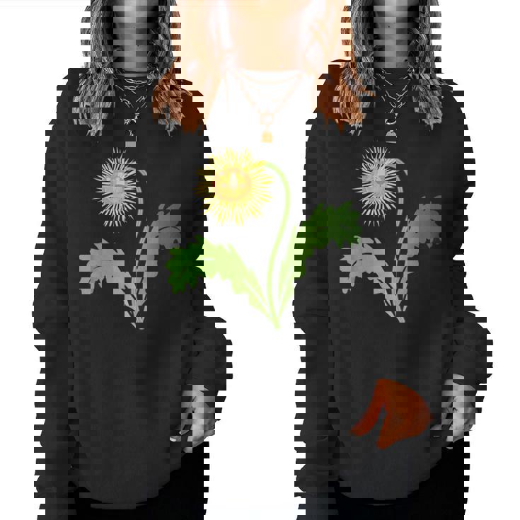 ダンディライオン タンポポ 黄色い花 ライオンの頭 レディーススウェットシャツ