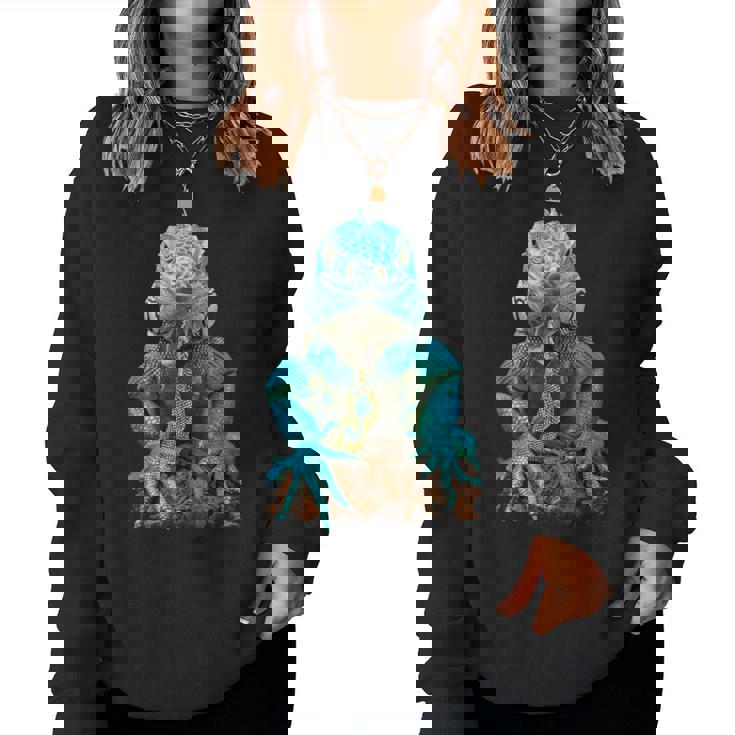 トカゲ イグアナ クール 爬虫類 グラフィック – 男性、女性、男の子、女の子。 レディーススウェットシャツ