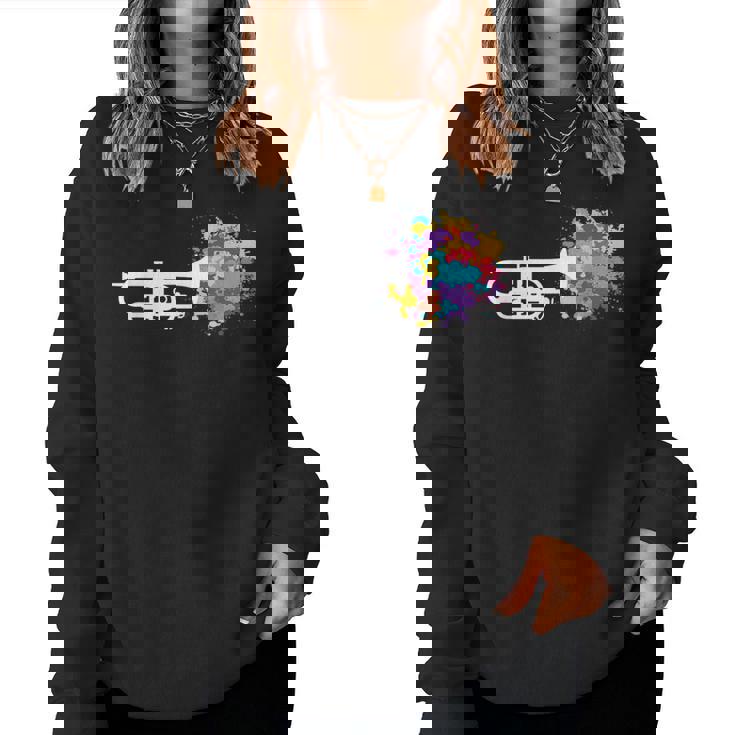 トランペット 女性 男性 音楽 教師 カラフル コルネット コルネティスト レディーススウェットシャツ