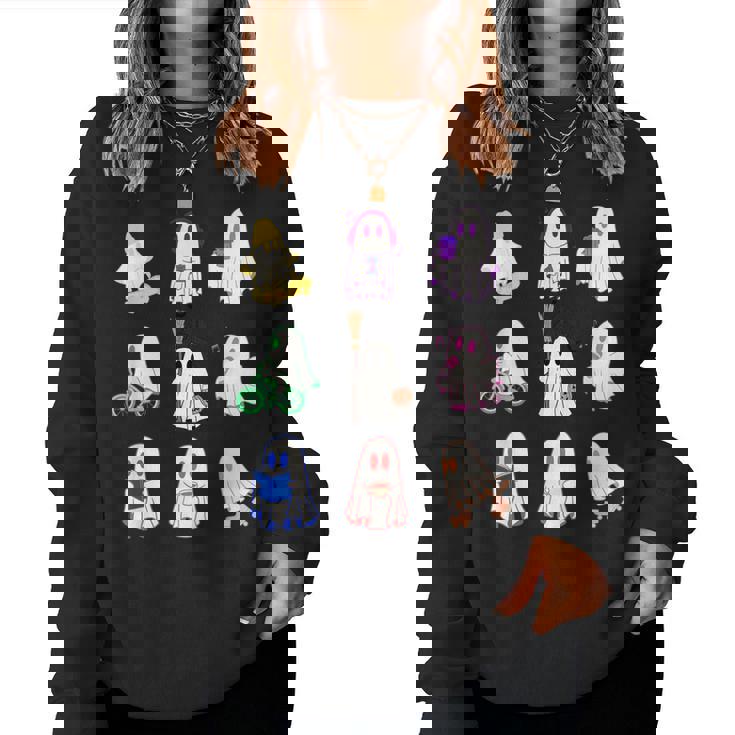 ハロウィンカラフルスペクタクル:9のお化けの魔法の夜 For And Men レディーススウェットシャツ