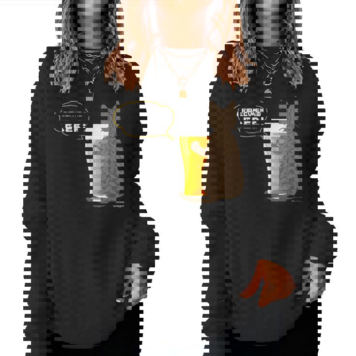 ビールをすすめるねこ2 猫 ビール Cat Beer レディーススウェットシャツ