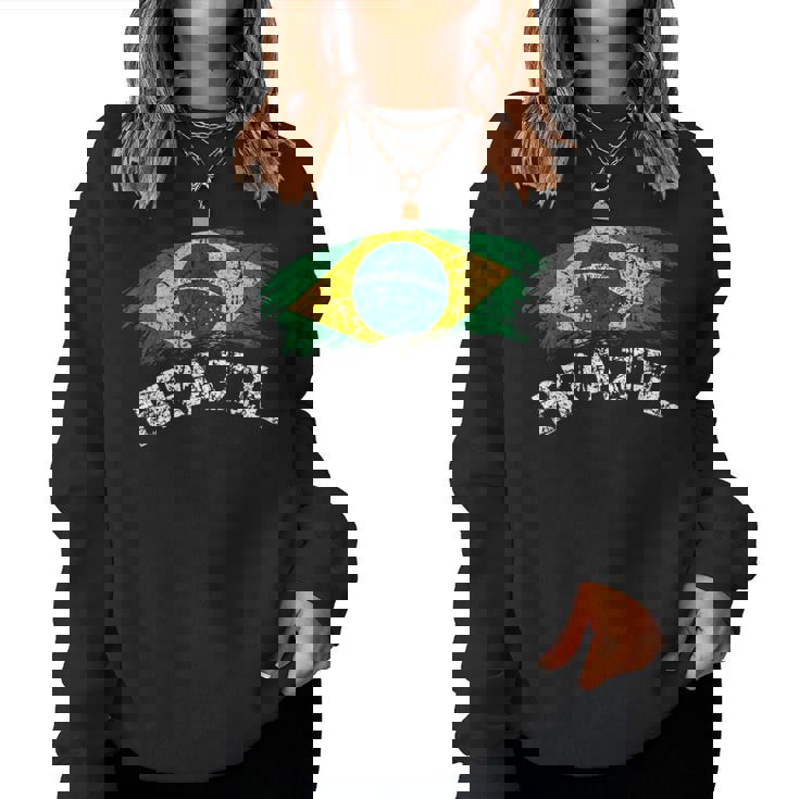 ブラジルの国旗 アンティーク調 ラテン 男性 女性 キッズ ブラジル レディーススウェットシャツ