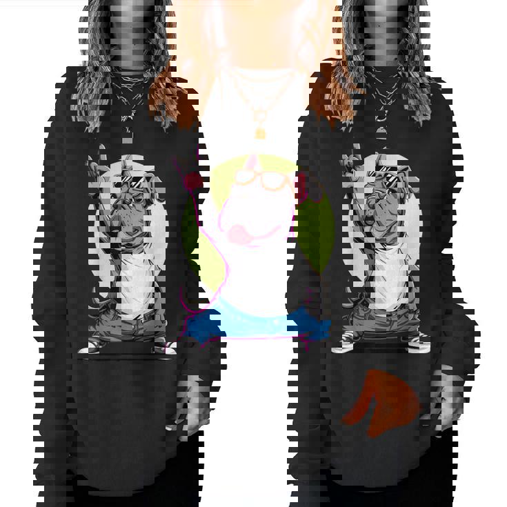 ブルドッグ ロックミュージック 男性 子供 女性 グルービー ブルドッグ レディーススウェットシャツ