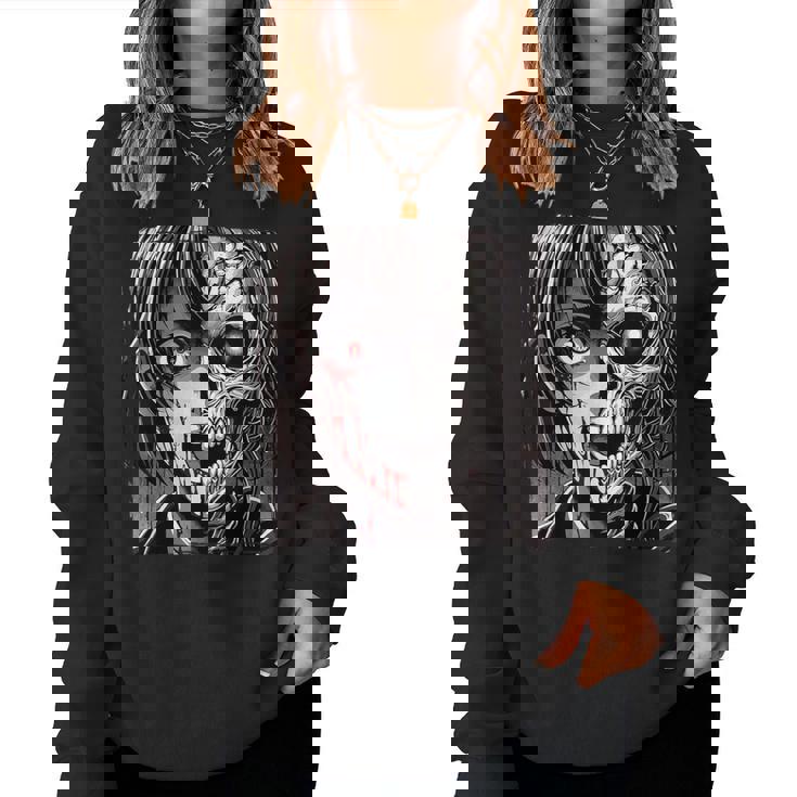 ホラー アニメ 漫画 日本 日本人 不気味 アニメ 女の子 レディーススウェットシャツ