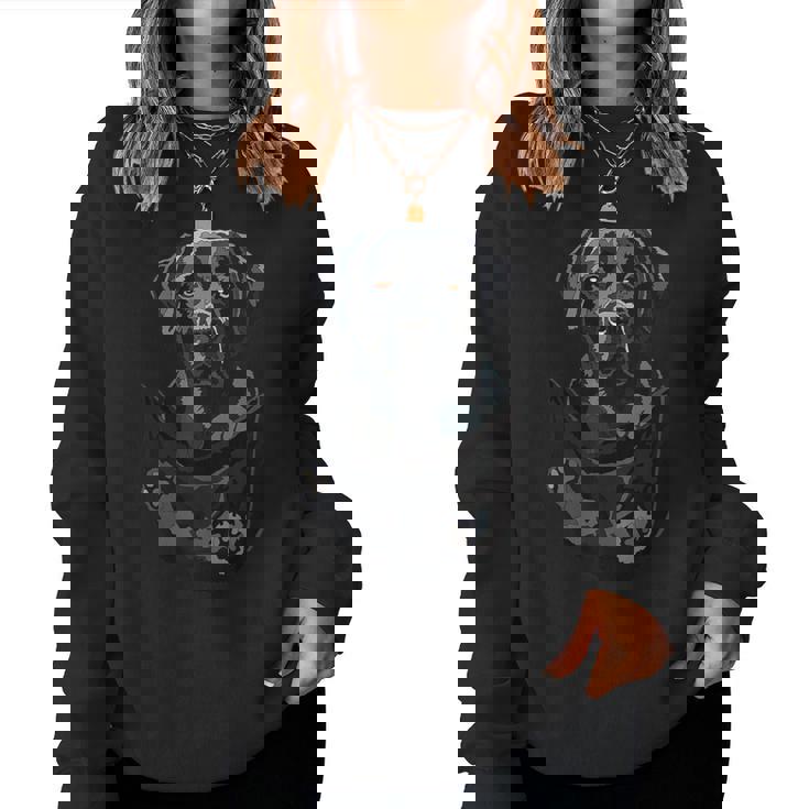 ラブラドール ポケット入り ブラックレトリバー おもしろ ブラック ラボ お母さん お父さん レディーススウェットシャツ