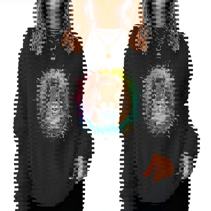 リス 男性 女性 カラフル 水彩 リス レディーススウェットシャツ