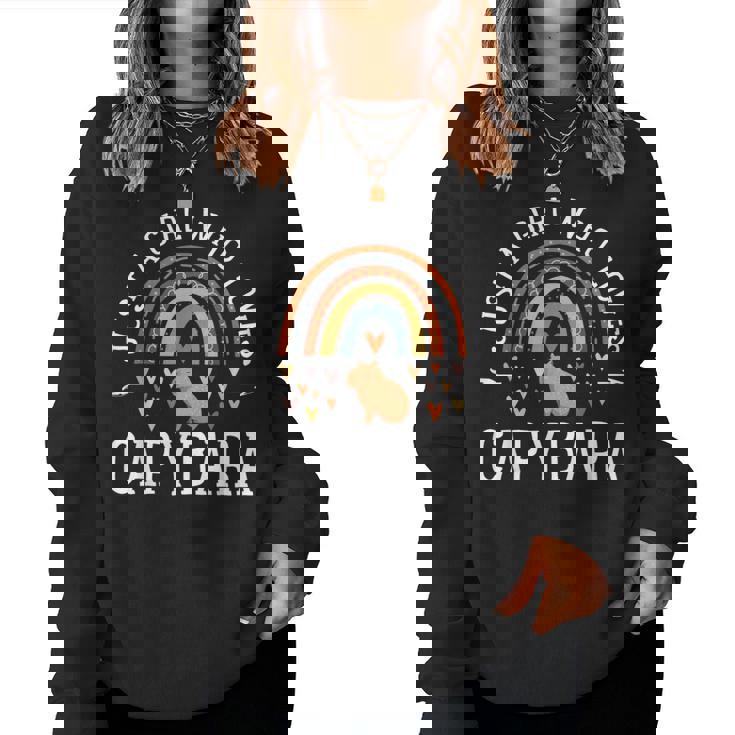 レインボー カピバラシャツ ガールズ Just A Girl Who Loves Capybara レディーススウェットシャツ