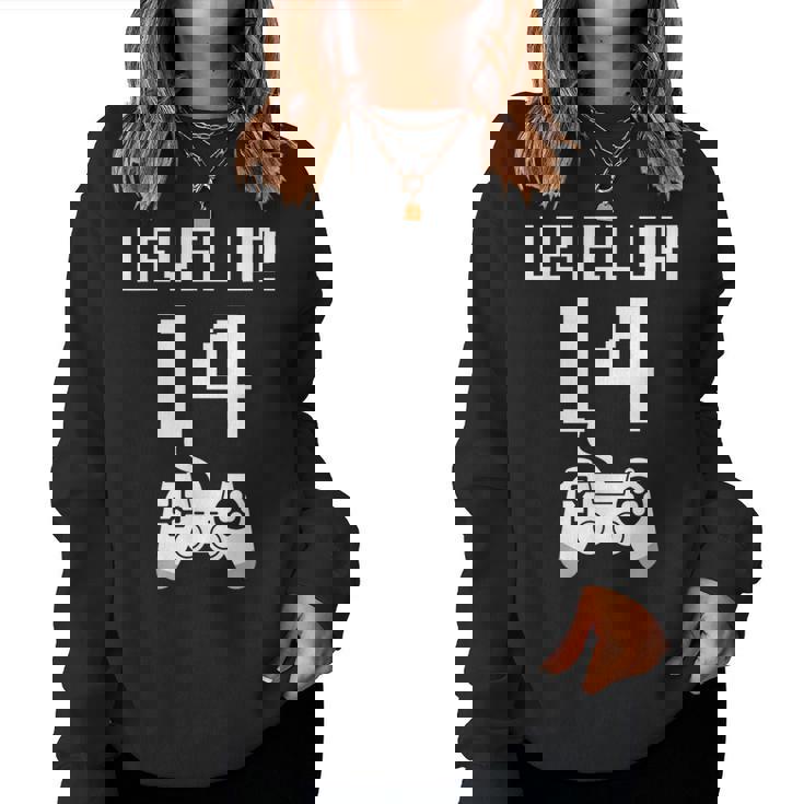 レベルアップ 14歳 誕生日プレゼント 男の子 女の子 レディーススウェットシャツ