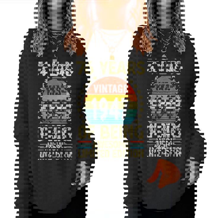 ヴィンテージ 1947 76 歳男性女性面白い誕生日アパレル レディーススウェットシャツ