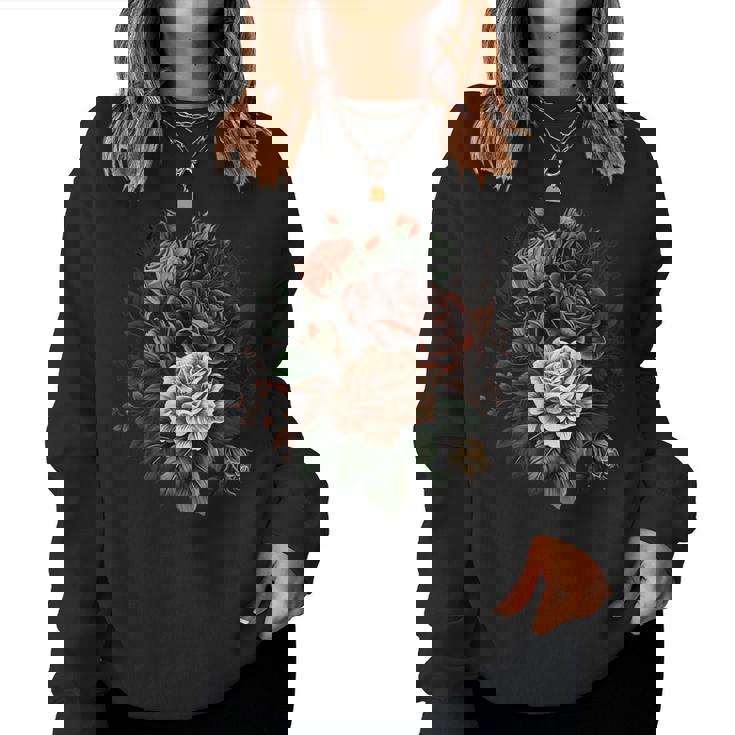 ヴィンテージ 薔薇 花 花 イラスト 花 レディーススウェットシャツ