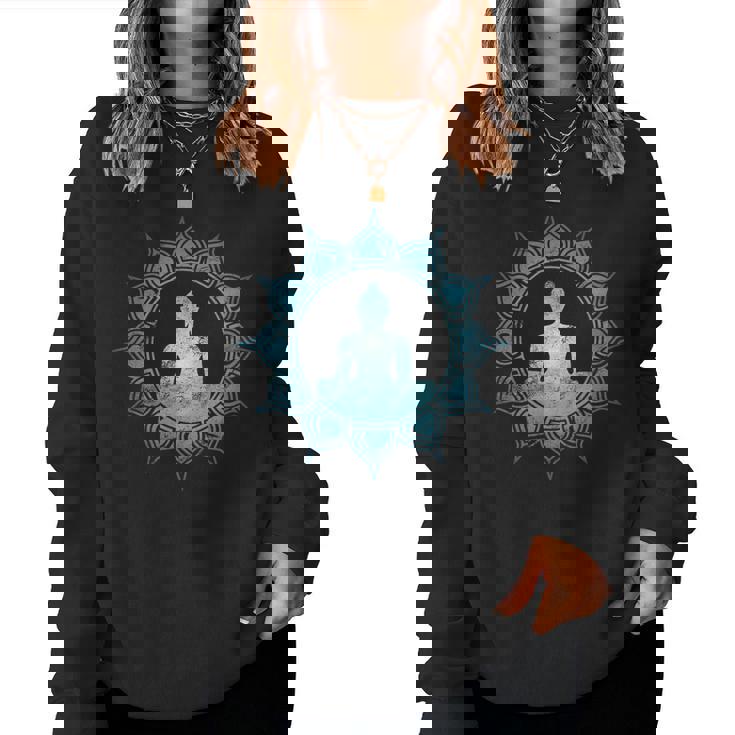 仏 瞑想 チャクラ 蓮の花 仏教 ヨガ レディーススウェットシャツ