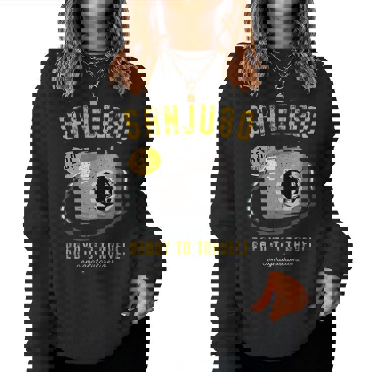 傘寿祝い 旅行好き 写真好き 撮影好き カメラ レトロ 父 母 男性 女性 80歳お祝い Ready To Travel レディーススウェットシャツ