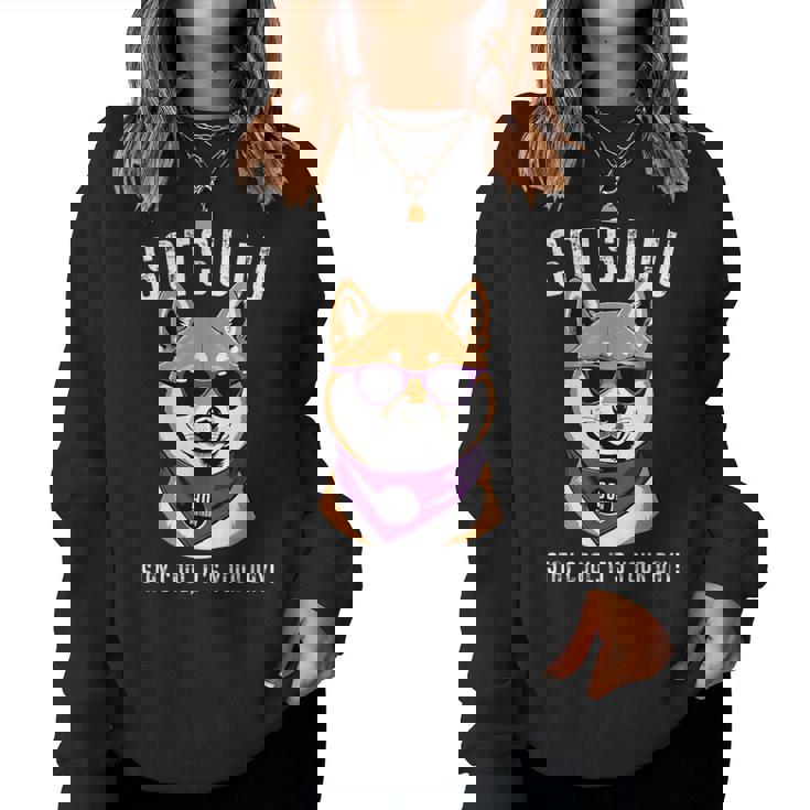 卒寿祝い 犬 柴犬 サングラス 父 男性 女性 母 犬好き 卒寿 お祝い 90歳 おもしろ おもろい レディーススウェットシャツ