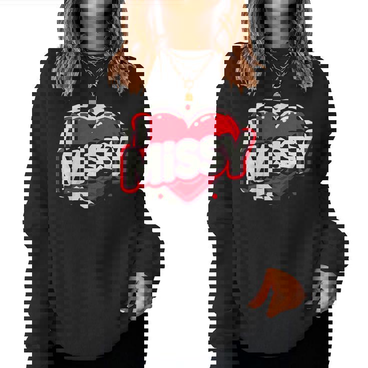 名前入り Missy I Love Missy レディーススウェットシャツ