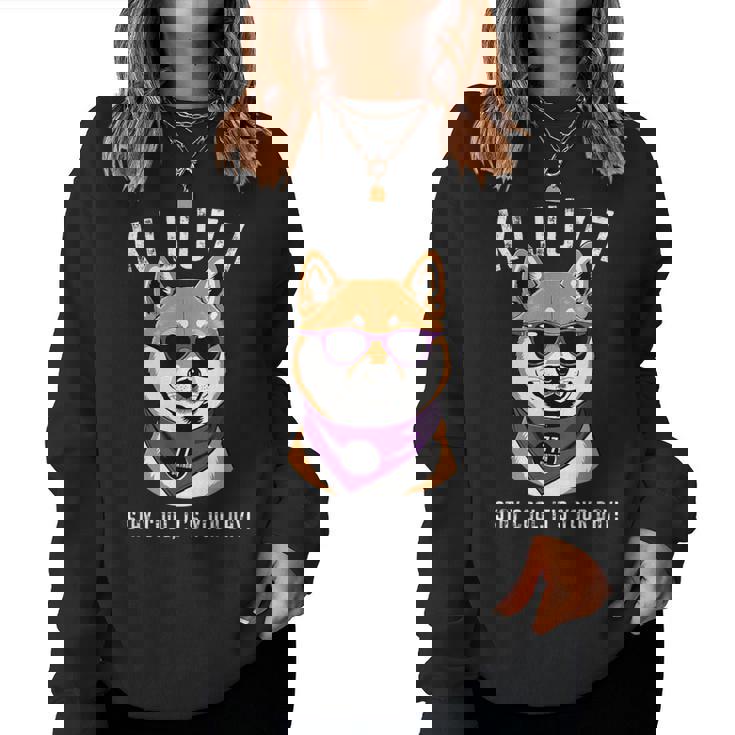 喜寿祝い 犬 柴犬 サングラス 父 男性 女性 母 犬好き 喜寿 お祝い 70歳 おもしろ おもろい レディーススウェットシャツ