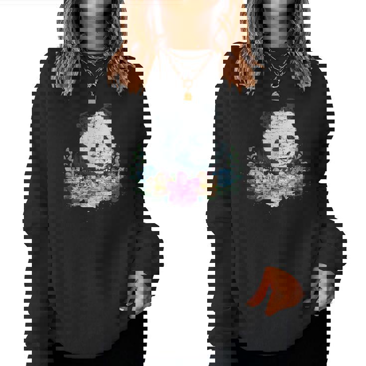 天然花 パンダ アジア動物園 動物 パンダ レディーススウェットシャツ