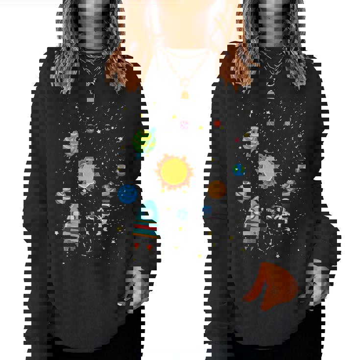 宇宙 惑星 太陽系 宇宙飛行士 オタク キッズ 男の子 女の子 レディーススウェットシャツ