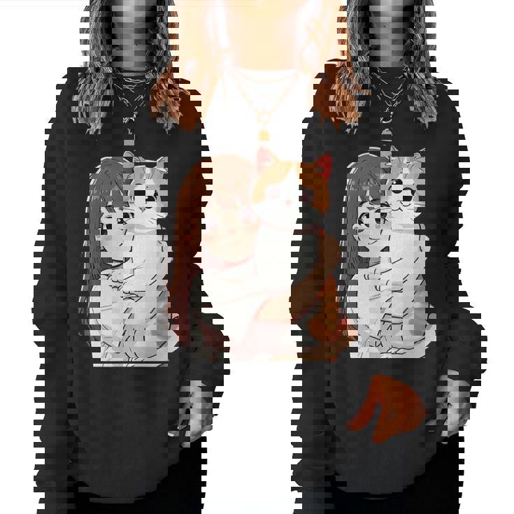 猫と少女 Cat And Girl レディーススウェットシャツ