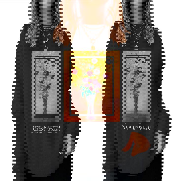 花瓶 オディロン・ルドン 絵画 シンボリズム 花ase Flowers Odilon Redonymbolism レディーススウェットシャツ