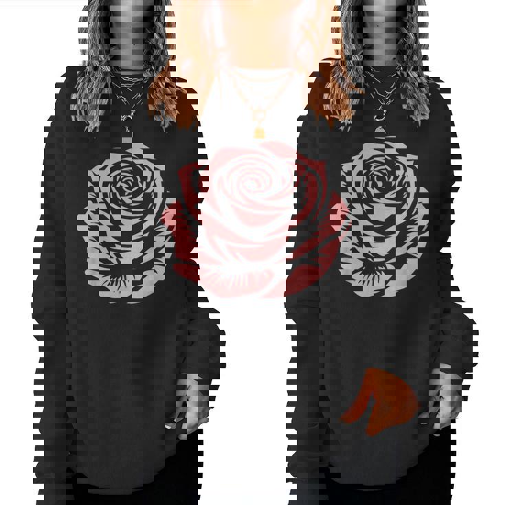 赤 バラ 花 バラの頭 庭 夏 Rose Red Flower Roses レディーススウェットシャツ