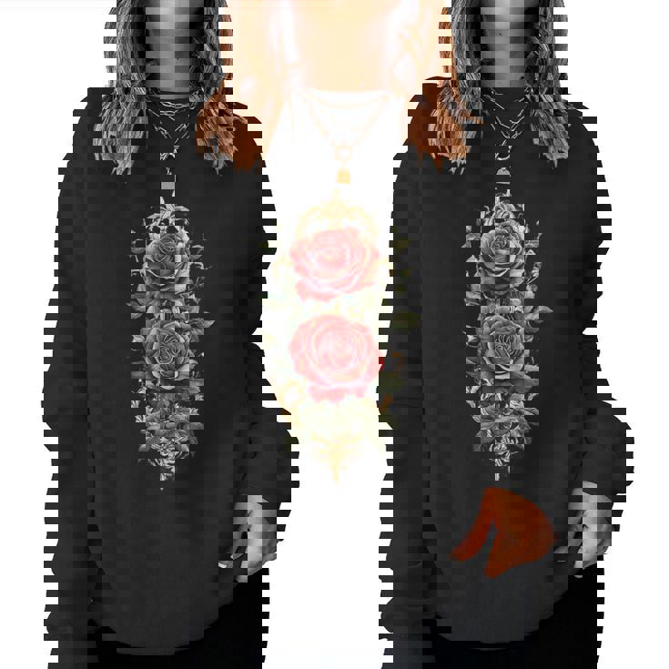 赤いバラ 花 ボタニスト 庭の花 赤いバラ レディーススウェットシャツ