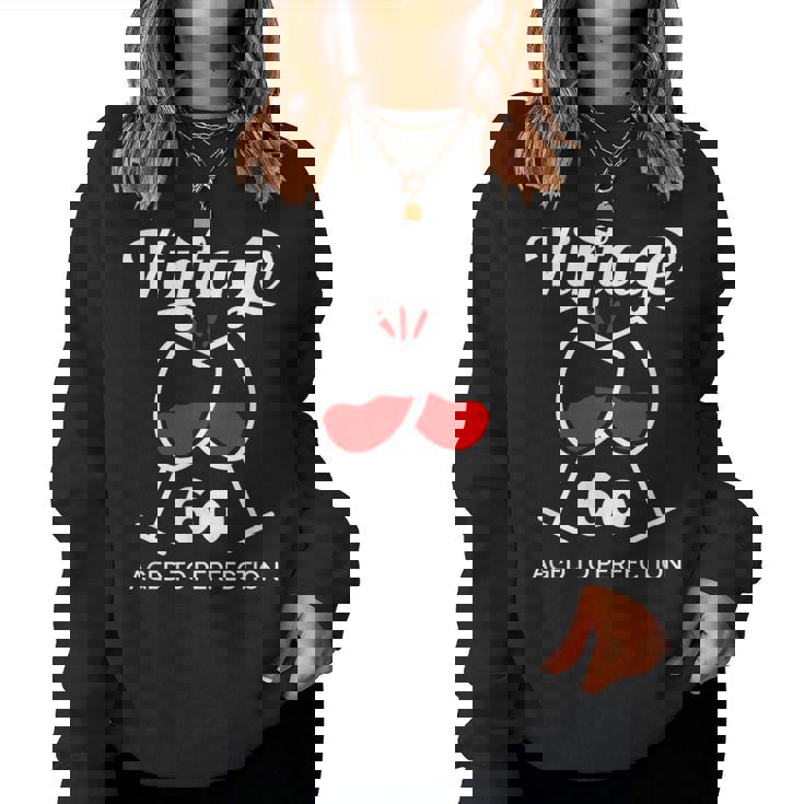 還暦祝い ワイン好き 酒好き 父 母 男性 女性 60歳お祝いintage Aged To Perfection レディーススウェットシャツ