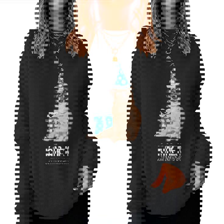 還暦祝い 犬好き 男性 女性 父 母 還暦 お祝い 60歳 かわいい 犬 パグ おしゃれ おもしろ 赤色 レディーススウェットシャツ