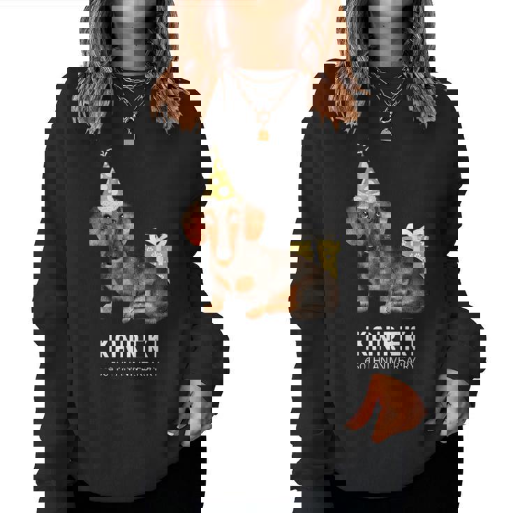 還暦祝い 犬好き 男性 女性 父 母 還暦 お祝い 60歳 かわいい 犬 ダックスフンド おしゃれ 赤色 レディーススウェットシャツ