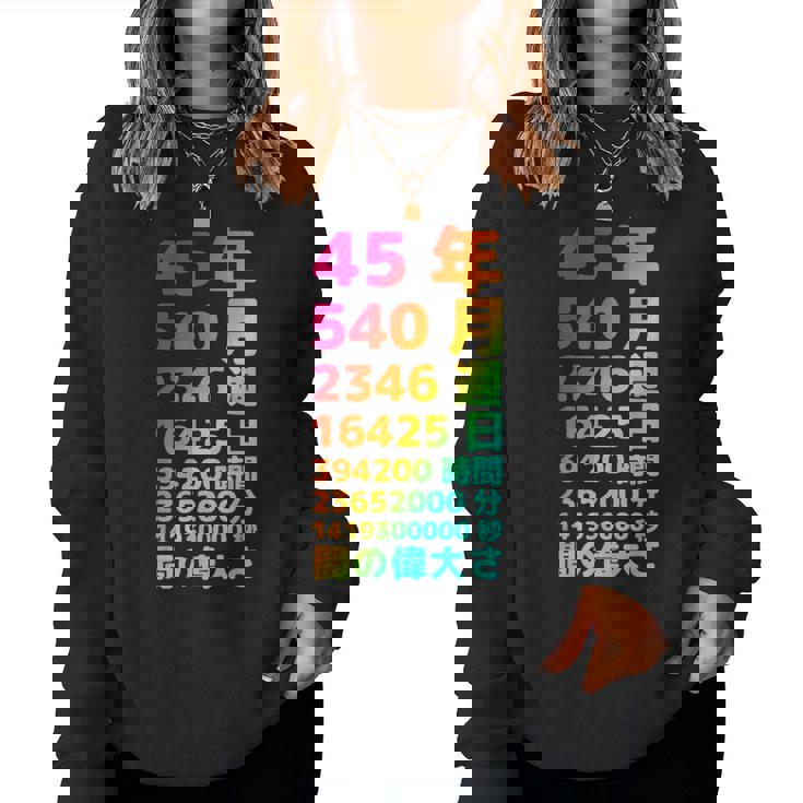 面白い45歳の誕生日の古いメーター 面白い45歳のギフト 女性 男性 面白い電卓 45歳の誕生日のギフト レディーススウェットシャツ