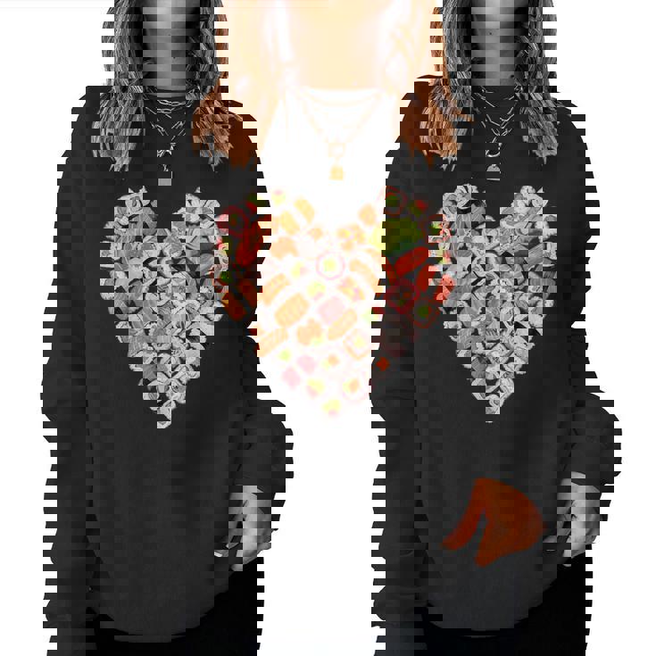 面白い寿司デザイン 子供 男性 女性 I ハート 寿司 食通 レディーススウェットシャツ