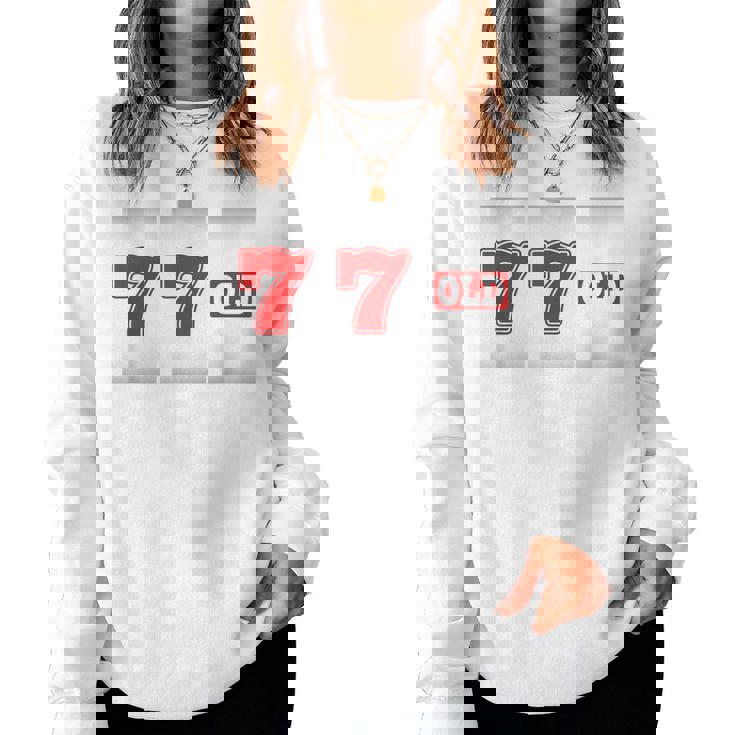 77 歳 喜寿 77歳 77才 お祝い 男性 女性 喜寿祝い 父 母 きじゅ 誕生日 スロット パチスロ レディーススウェットシャツ