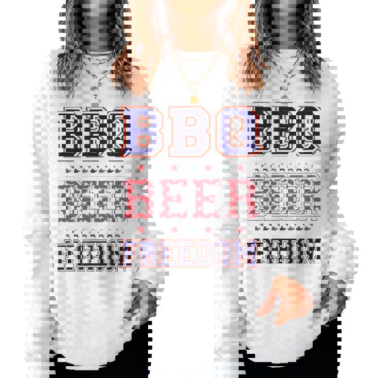 Bbq Beer Freedom レディーススウェットシャツ