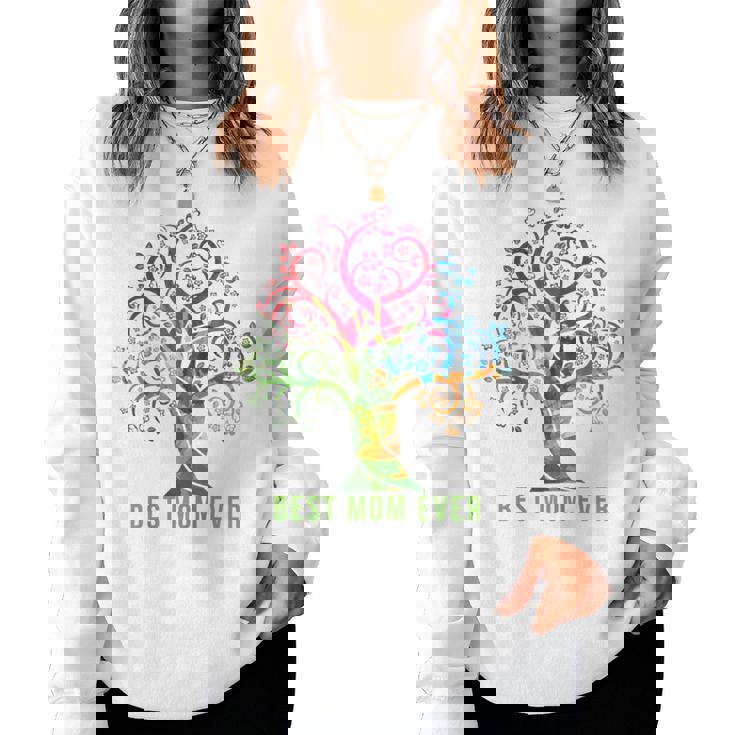 Best Mom Ever Colorful Tree Of Life Women Sweatshirt
