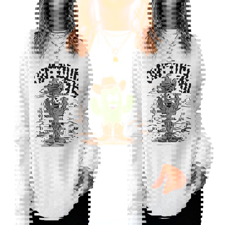 Can't Touch This Cactus Cowboy ウエスタンカートゥーン ユーモア レディーススウェットシャツ