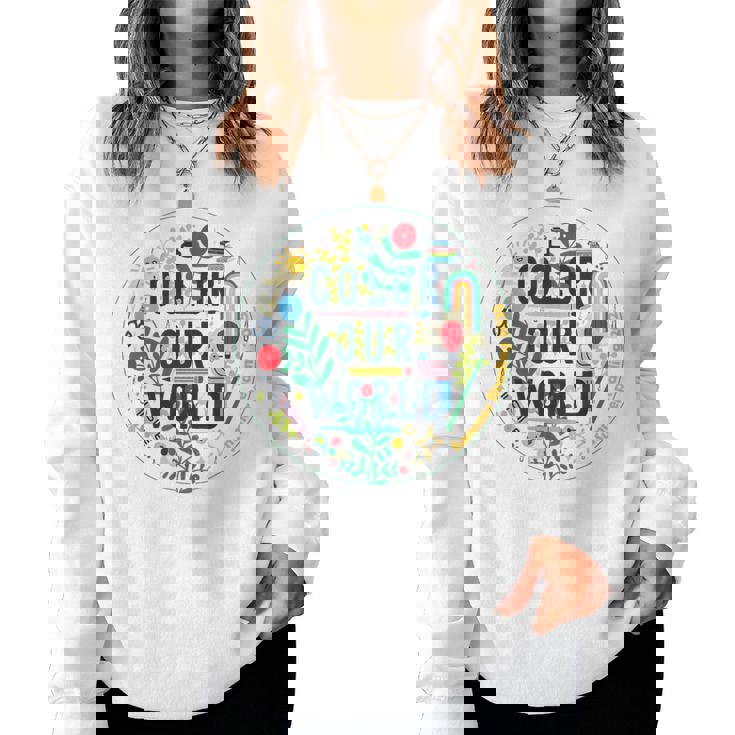 Color Our World Summer Reading 2025 Boho Wildflower Book Women Sweatshirt