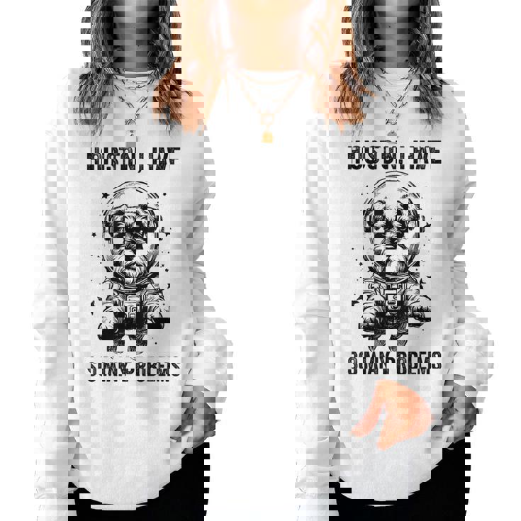 Dog Dad Mompace ヒューストン問題ミニチュアシュナウザー レディーススウェットシャツ