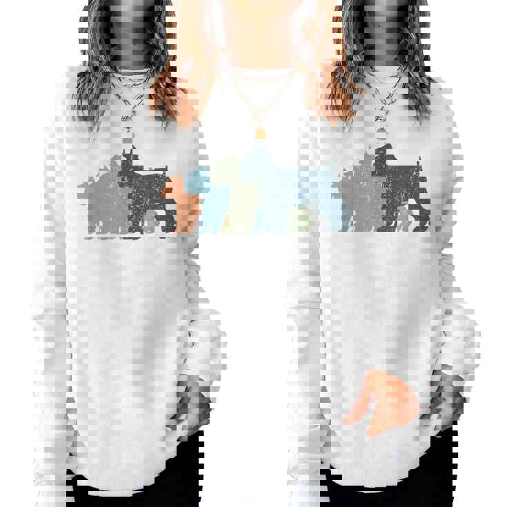 Dog Mom & Dad シルエット ヴィンテージ シュナウザー レディーススウェットシャツ