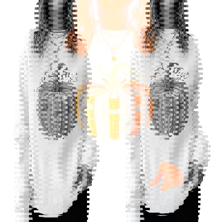 Fall Book Pumpkin Fall Librarians Bookworm Teachers Students Women Sweatshirt