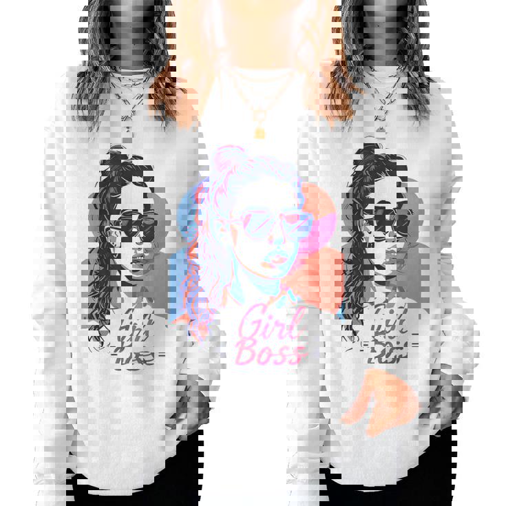Girl Boss ポップアート セルフエンパワーメント レトロ 1950年代 レディーススウェットシャツ