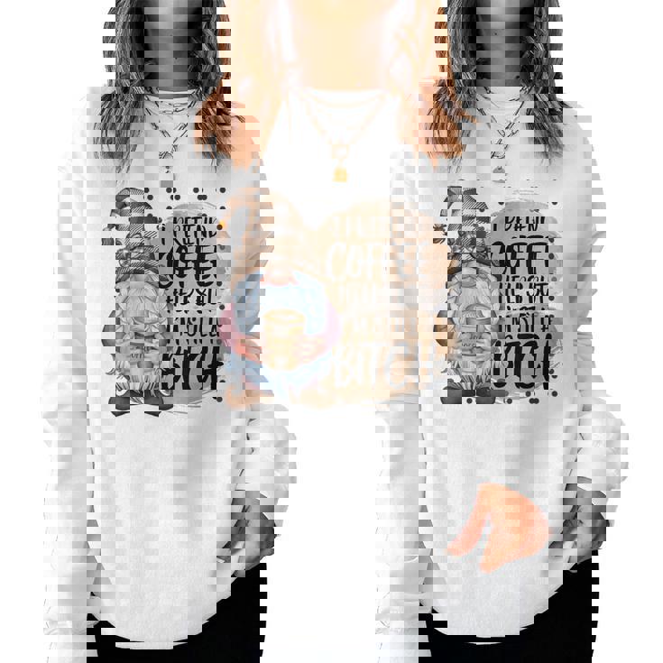 Gnome Coffee Lover I Pretend Coffee Help But I'mtill A レディーススウェットシャツ