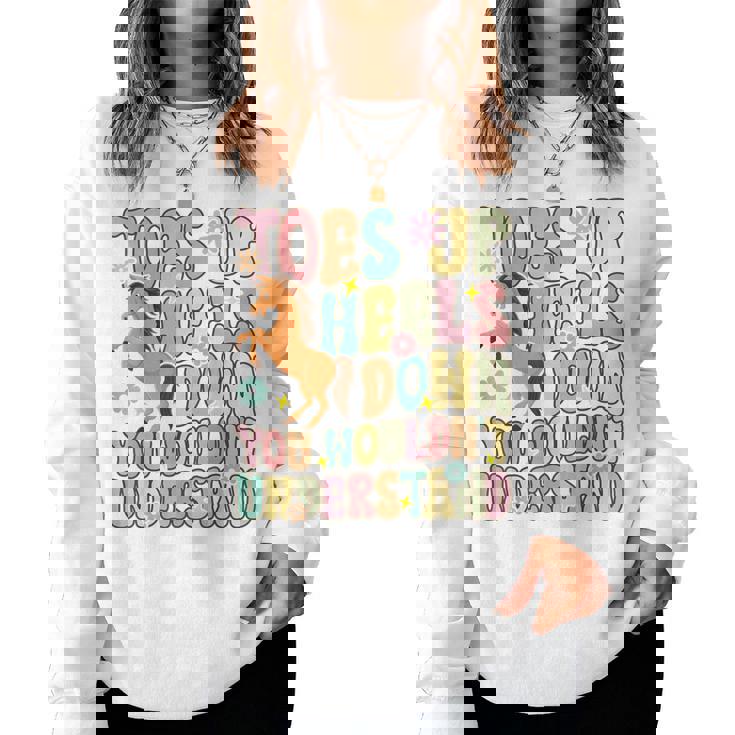 Groovy 乗馬 乗馬 乗馬 つま先アップ ヒールダウン レディーススウェットシャツ